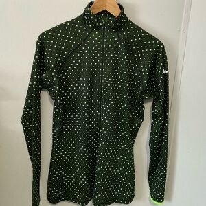 Nike Black and Green Dotted Long Sleeve zip pockets jacket size large